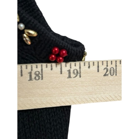 Yarnworks Ugly Christmas Sweater Vest Black Knit Beaded Holiday Tree - Picture 6 of 6